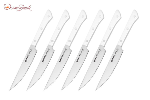 Набор стейковых ножей 6 в 1 "Samura HARAKIRI" 31 (125мм), кор.-стойкая сталь,ABS пластик - фото 1