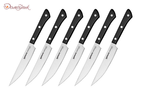 Набор стейковых ножей 6 в 1 "Samura HARAKIRI" 31 (125мм), кор.-стойкая сталь,ABS пластик - фото 1