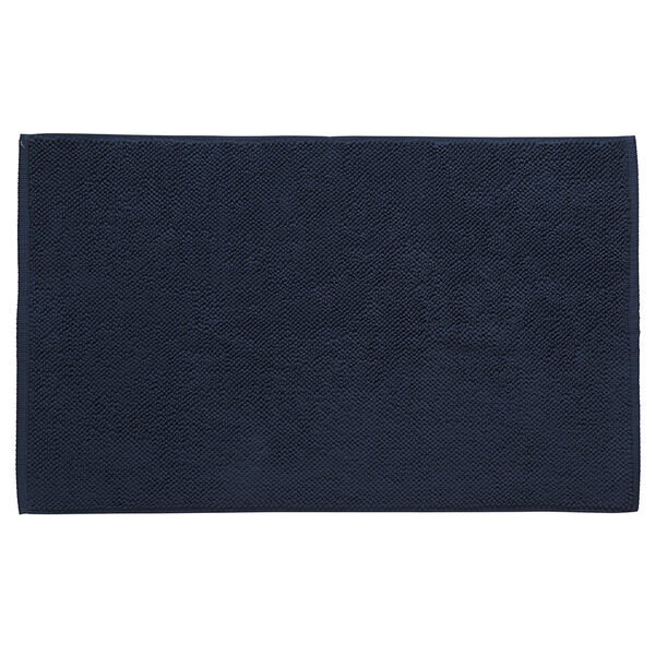 Коврик для ванной ворсовый из чесаного хлопка темно-синего цвета из коллекции Essential, 50х80 см - фото 1
