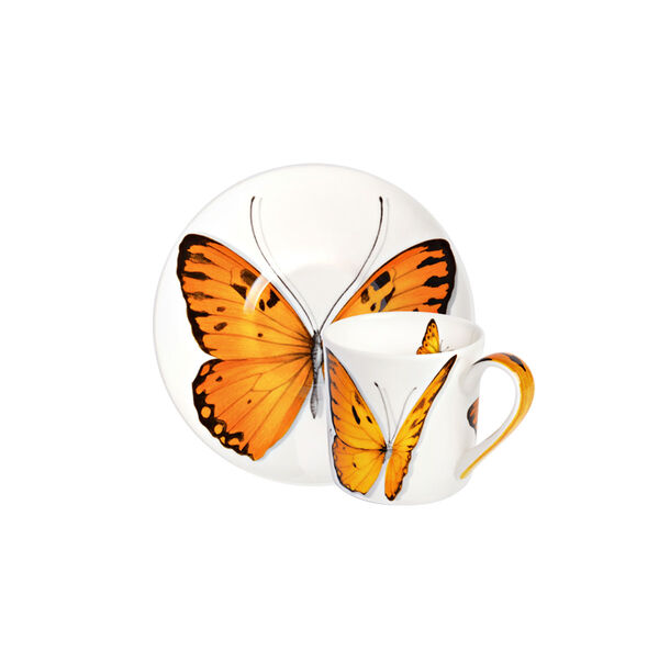 Чашка с блюдцем кофейная Butterfly, 100 мл, цвет: оранжевый, Freedom