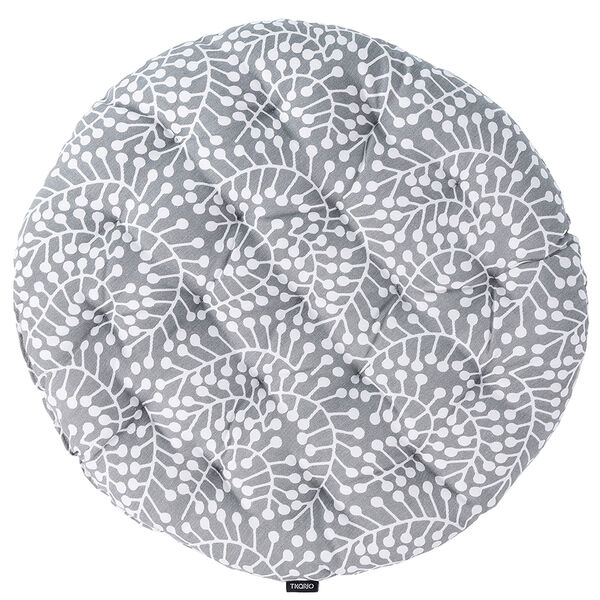 Подушка на стул круглая серого цвета с принтом Спелая Смородина из коллекции Scandinavian touch, 40 см - фото 1
