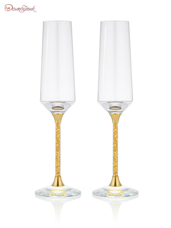 Набор из 2-х бокалов для шампанского с сусальным золотом