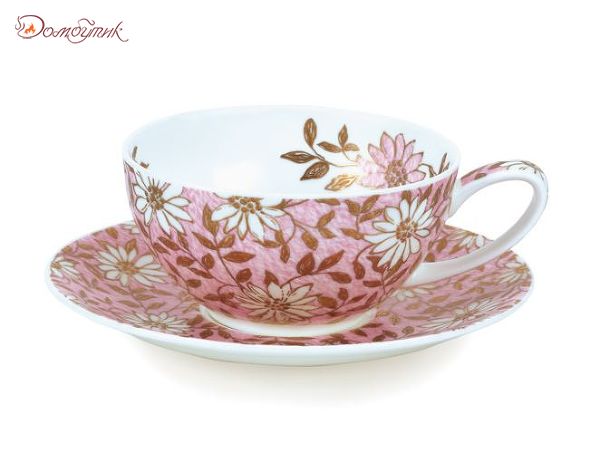 Чашка чайная с блюдцем Dunoon "Нуово" 250мл (розовая)