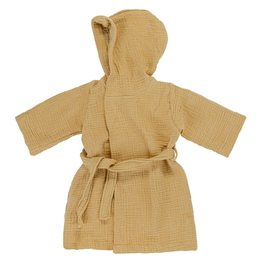 Детский халат из жатого хлопка горчичного цвета из коллекции Essential 4-5Y - фото 4