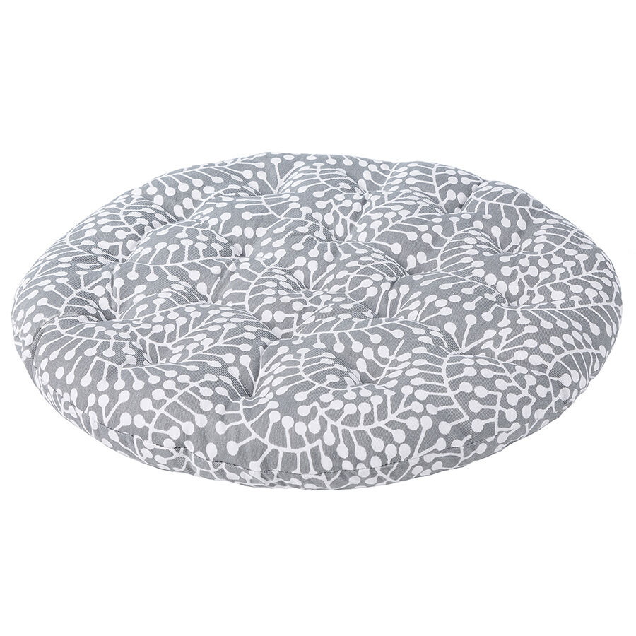 Подушка на стул круглая серого цвета с принтом Спелая Смородина из коллекции Scandinavian touch, 40 см - фото 2