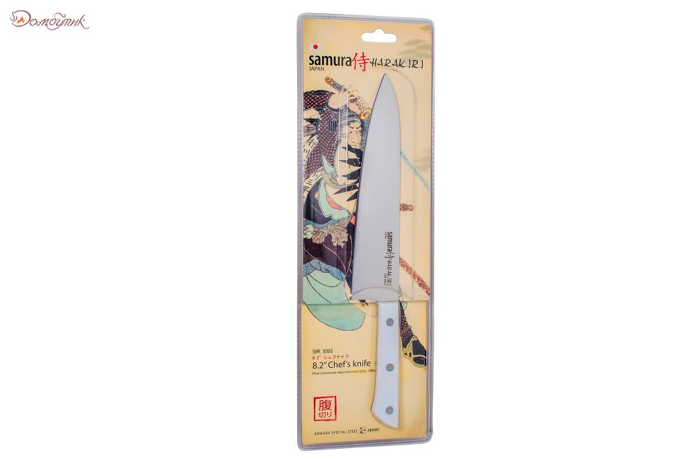 Нож кухонный "Samura HARAKIRI" Шеф 208 мм, корроз.-стойкая сталь, ABS пластик - фото 6