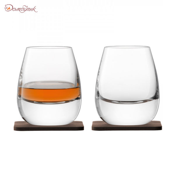 Набор для виски из 2 стаканов Islay Whisky с деревянными подставками 250 мл