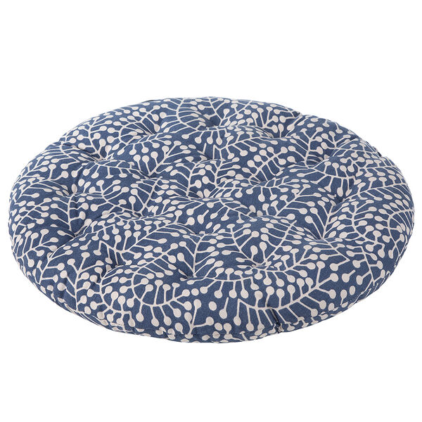 Подушка на стул круглая темно-синего цвета с принтом Спелая Смородина из коллекции Scandinavian touch, 40 см - фото 6