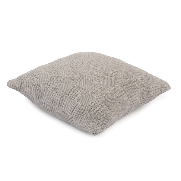 Подушка из хлопка рельефной вязки светло-серого цвета из коллекции Essential, 45х45 см - фото 2