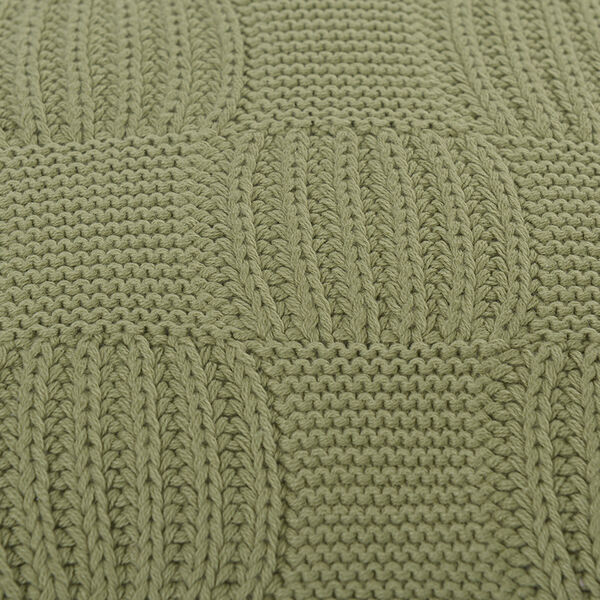 Подушка из хлопка рельефной вязки травянисто-зеленого цвета из коллекции Essential, 45х45 см - фото 4