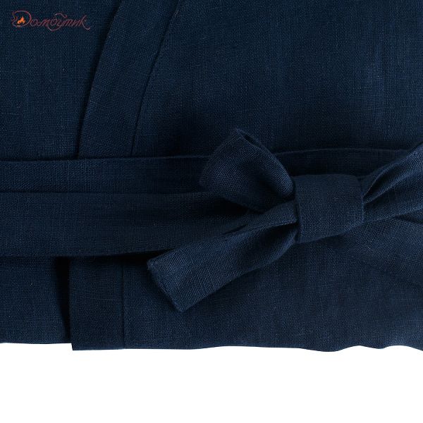 Халат из умягченного льна темно-синего цвета Essential, размер M - фото 9