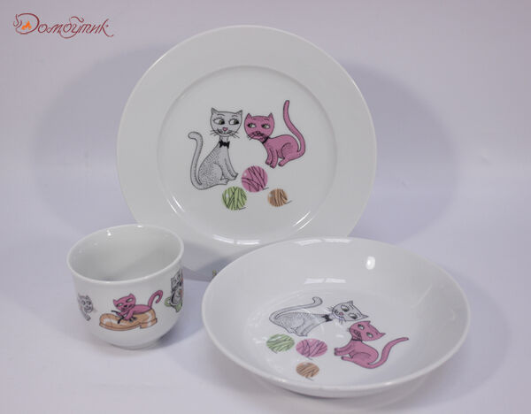 Детский набор посуды "Котята с клубочками" 3 предмета - фото 2