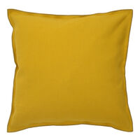 Чехол на подушку из фактурного хлопка горчичного цвета с контрастным кантом из коллекции Essential - фото 1