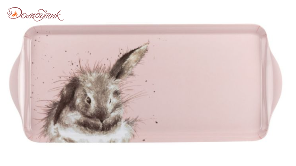 Поднос прямоугольный с ручками Pimpernel Забавная фауна. Пушистый кролик 38,5х16,5см - фото 1