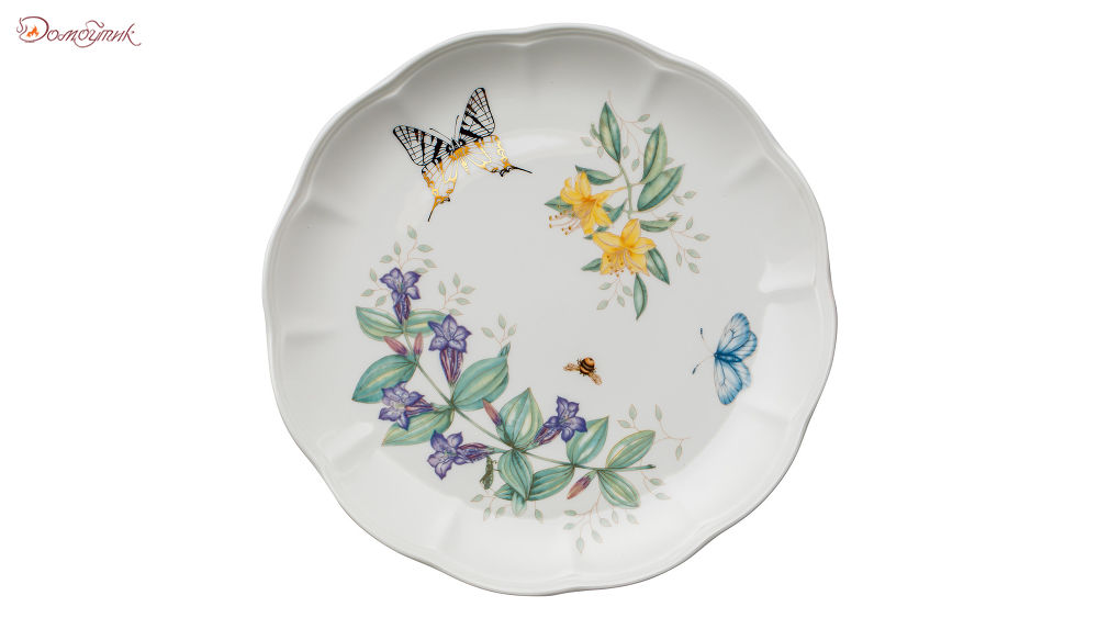Тарелка обеденная Lenox Бабочки на лугу. Бабочка-Парус 28см, золото - фото 1
