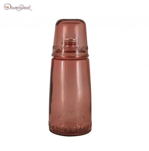 Бутылка д/воды 1л со стаканом 0.22л (розовый) "Natural  Water"