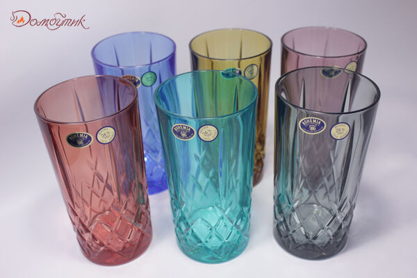 Набор стаканов для воды 350мл "BRIXTON COLOR" 6 цветов, 6 шт.