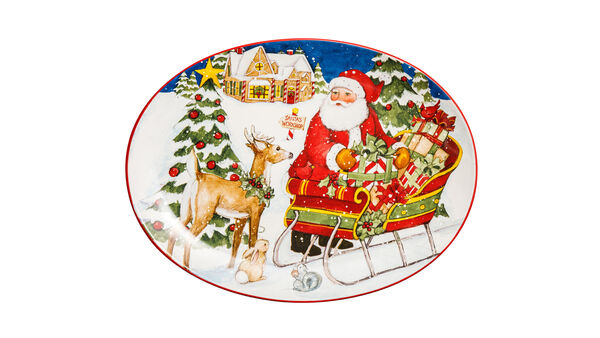 Блюдо овальное Certified Int. Мастерская Санта-Клауса 40х30,5см, керамика