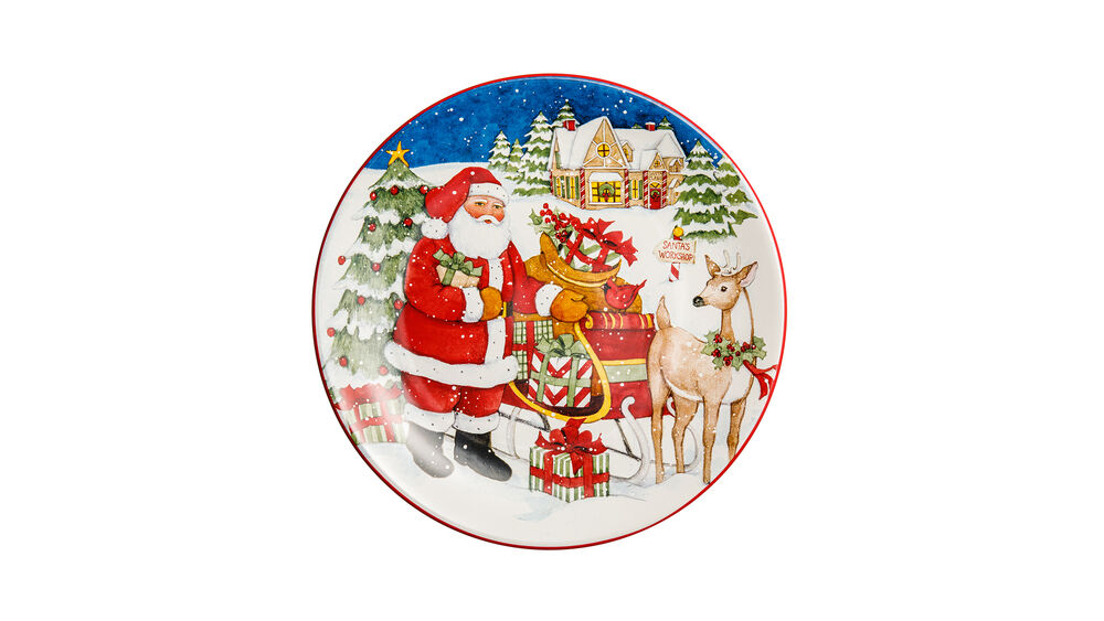 Тарелка закусочная Certified Int. Int. Мастерская Санта-Клауса.Коробки с подарками 23см, керамика - фото 1