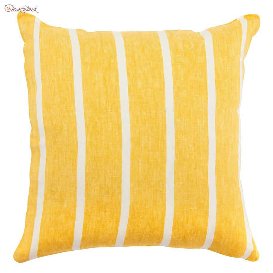 Чехол на подушку декоративный в полоску горчичного цвета из коллекции Essential, 45х45 см - фото 1