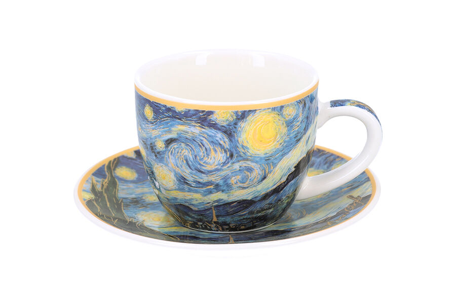 Чашка с блюдцем Звёздная ночь (В. Ван Гог), 0,08 л - фото 1
