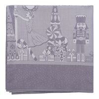Скатерть из хлопка фиолетово-серого цвета с рисунком Щелкунчик, New Year Essential, 180х260см - фото 1