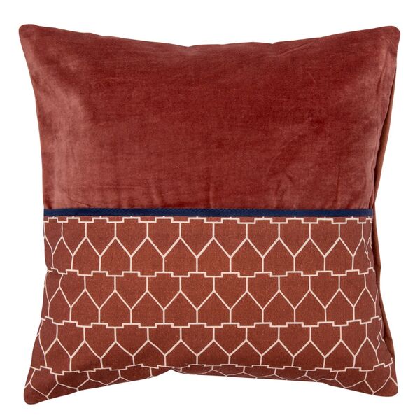 Чехол на подушку из хлопкового бархата с геометрическим принтом терракотового цвета из коллекции Ethnic, 45х45 см