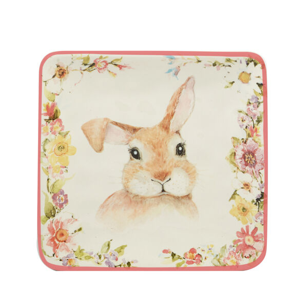 Тарелка пирожковая квадратная Certified Int. Весенний сад. Кролик задумчивый 15 см, керамика - фото 1