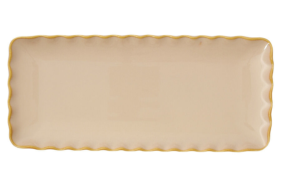 Блюдо прямоугольное Onde, песочное, 36х16 см - фото 1