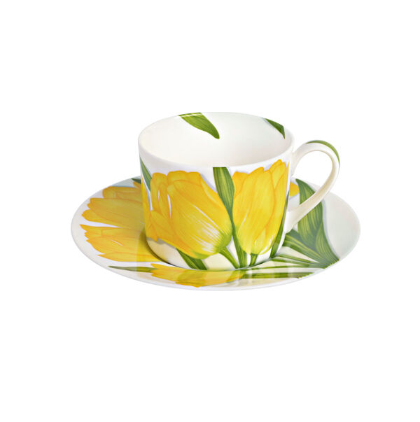 Чашка с блюдцем чайная Flower, 230 мл,цвет : желтый, Freedom