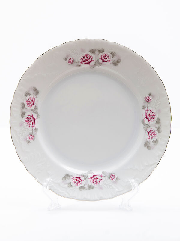 Тарелка десертная 19 см Рококо "Бледная роза Отводка платиной", Cmielow