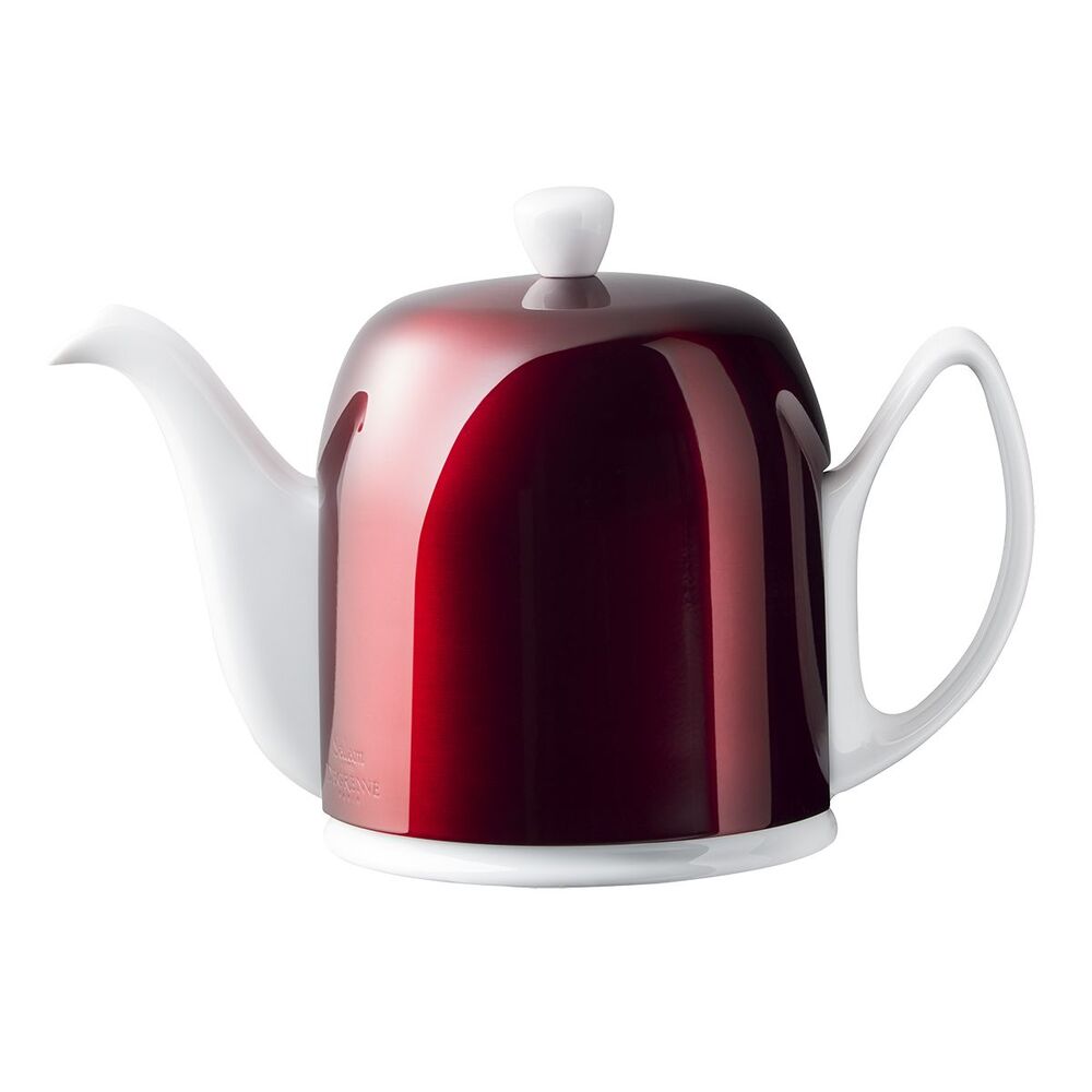 Чайник заварочный Degrenne Salam 1 л с красной муфтой, фарфор, белый - фото 1