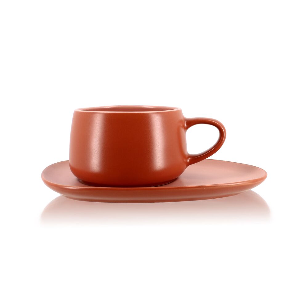 Чашка чайная с блюдцем OGO Outo 300 мл, керамика, красная - фото 1