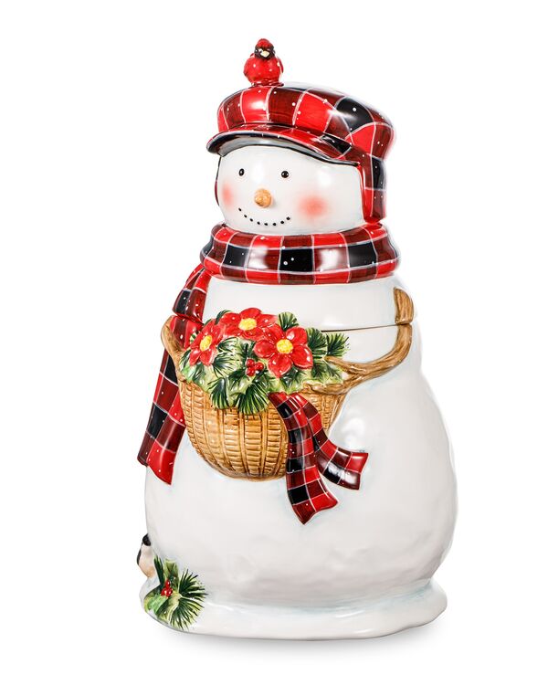 Банка для печенья 3D Новогодний домик Снеговик 32 см, керамика, Certified International