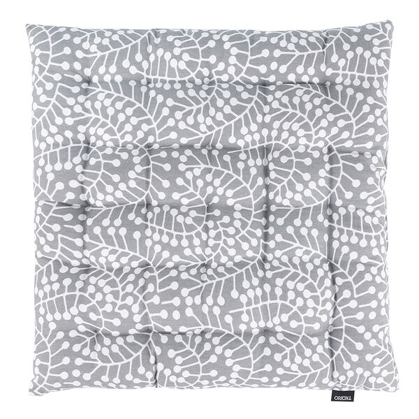 Подушка на стул из хлопка серого цвета с принтом Спелая Смородина из коллекции Scandinavian touch, 40х40 см - фото 1