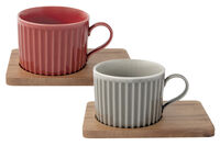 Набор из 2-х чашек для чая Время отдыха, красная и серая, 0,25 л - фото 1