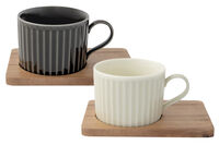 Набор из 2-х чашек для чая Время отдыха, чёрная и светло-оливковая, 0,25 л - фото 1