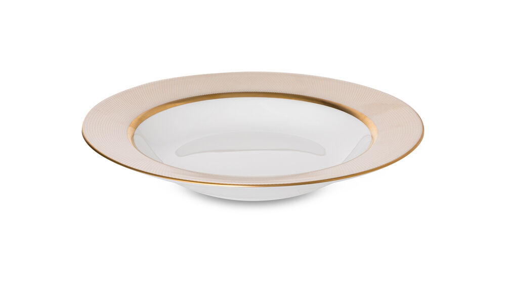 Тарелка суповая Narumi Золотой алмаз 23 см, фарфор костяной - фото 1