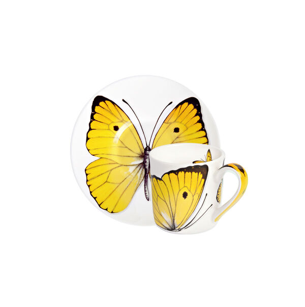 Чашка с блюдцем кофейная Butterfly, 100 мл,цвет : желтый, Freedom
