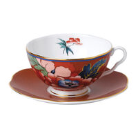 Чашка чайная с блюдцем Wedgwood Пионы 320 мл, красная - фото 1