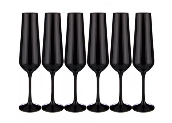 Набор бокалов для шампанского 6 шт 200 мл Сандра черный, Bohemia