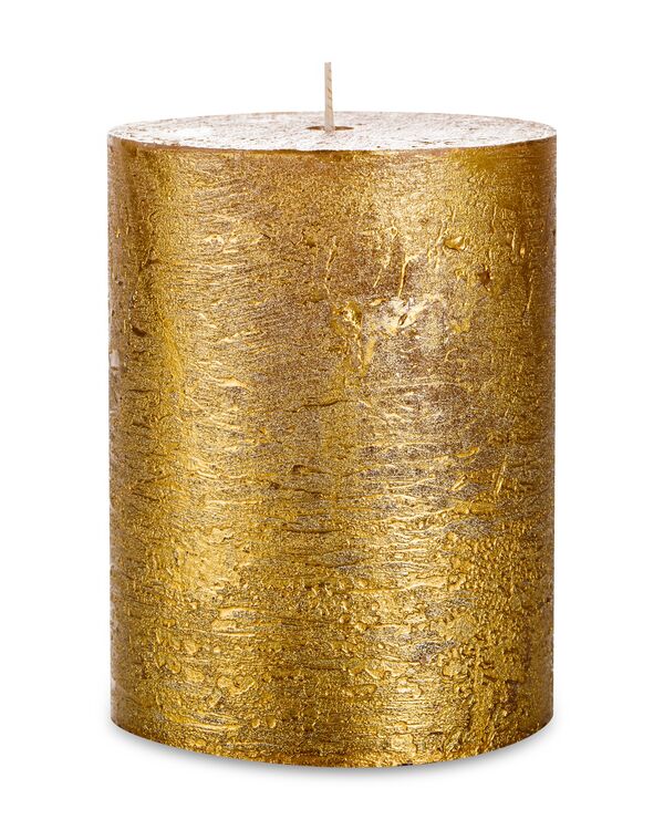 Свеча цилиндрическая 13 см, золотистый металлик, Luz your senses