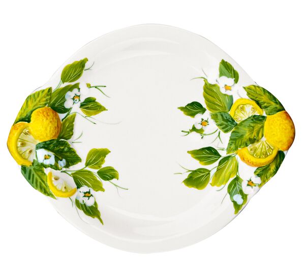 Тарелка обеденная Лимоны и цветы 30 см, керамика, Edelweiss