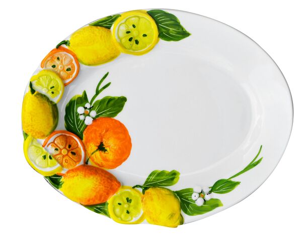Блюдо овальное Edelweiss Лимоны и апельсины 22х12 см, керамика
