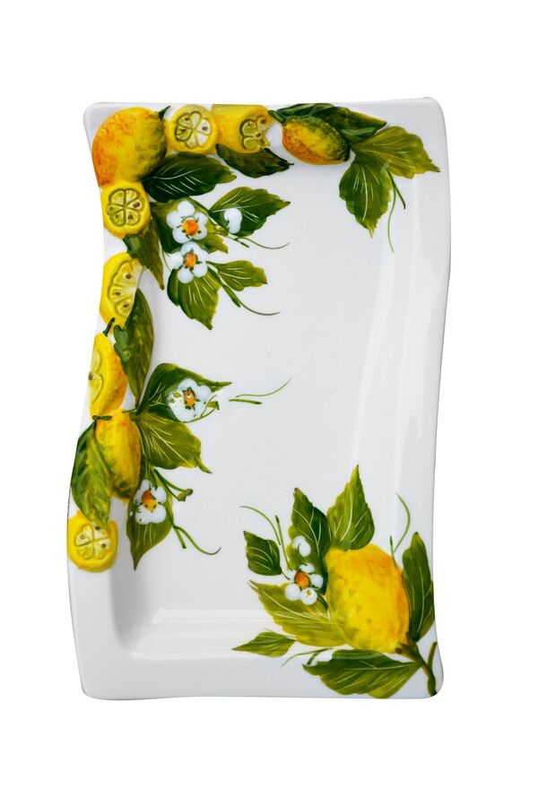 Блюдо прямоугольное Лимоны и цветы 25х12 см, керамика, Edelweiss