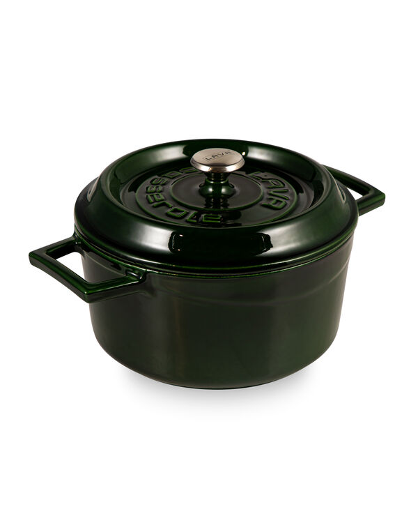 Agnelli Cast Iron Round Cocotte with Lid, 4.7-Quart Matt Black