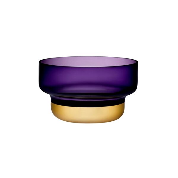 Чаша декоративная Контур d24 см, фиолетовая с золотым дном, хрусталь, Nude Glass