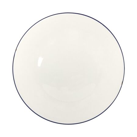 Тарелка глубокая 28 см, белая с синим кантом, Petye