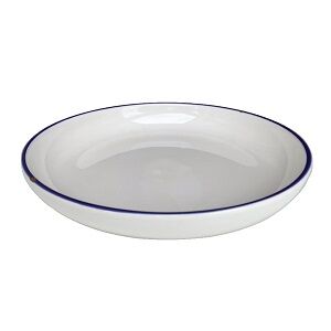 Тарелка глубокая 20,3 см, белая с синим кантом, Petye