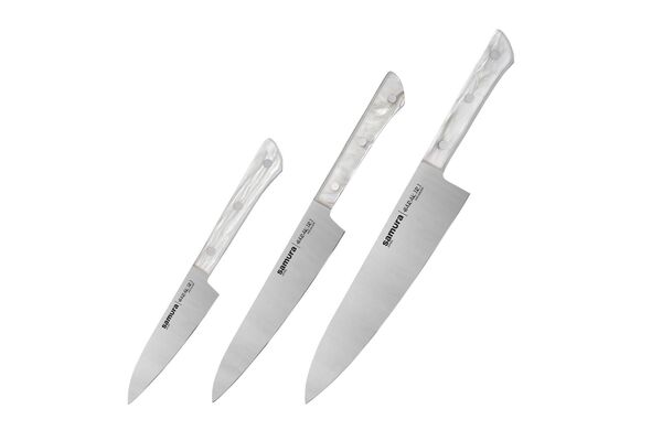 Набор ножей 3 в 1 "Samura HARAKIRI" 11, 23, 85, корроз.-стойкая сталь, белый акрил